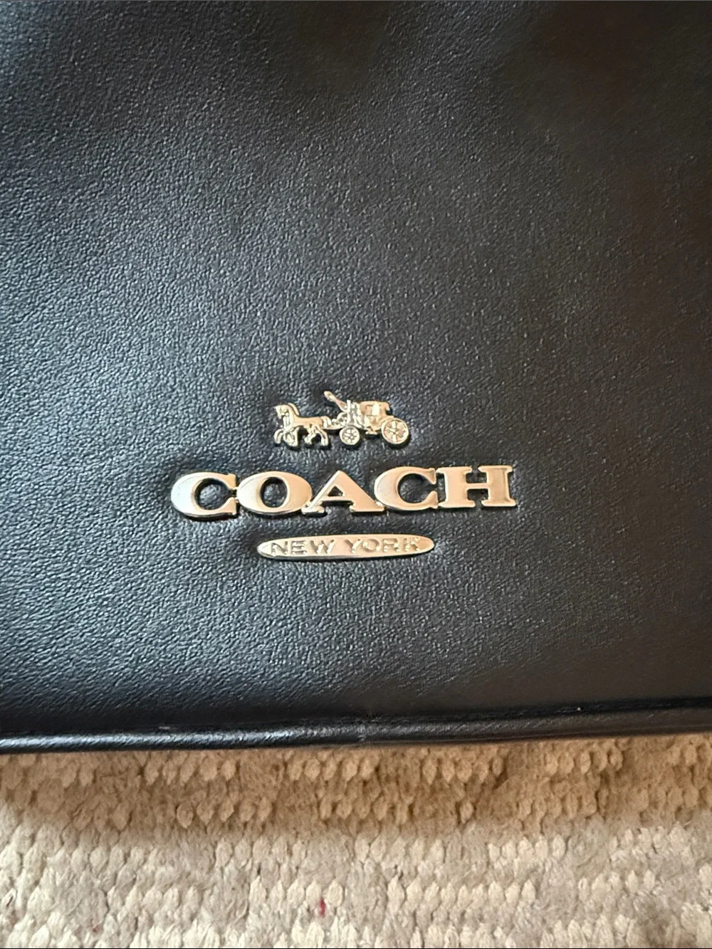 Coach Black Leather Logo Belt Bag with Silver Hardware
